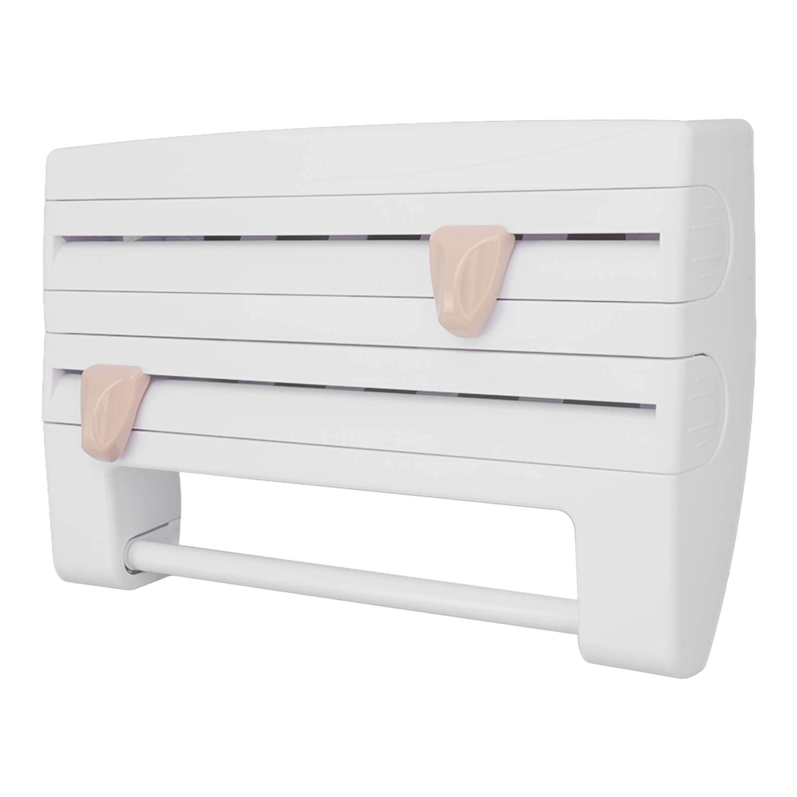 SIXRUN Taglierina per Pellicola Trasparente, Supporto per Pellicola Trasparente in ABS per Montaggio a Parete con Taglierina Incorporata, 2 Opzioni di Installazione, Facile Accesso Al Rotolo, (WHITE)