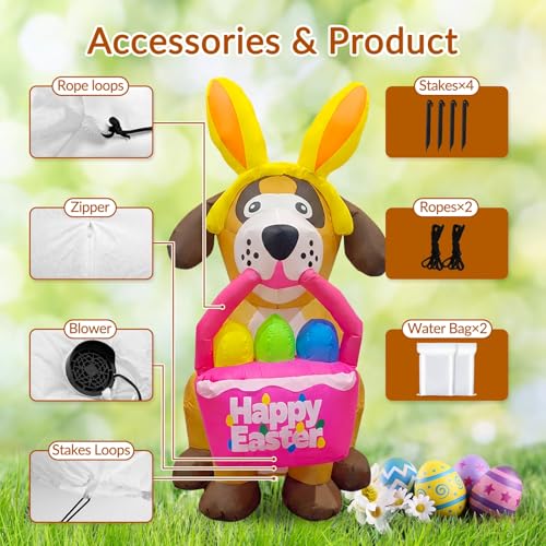 6ft LED Easter Dog Inflatable - 50% OFF - Image 4