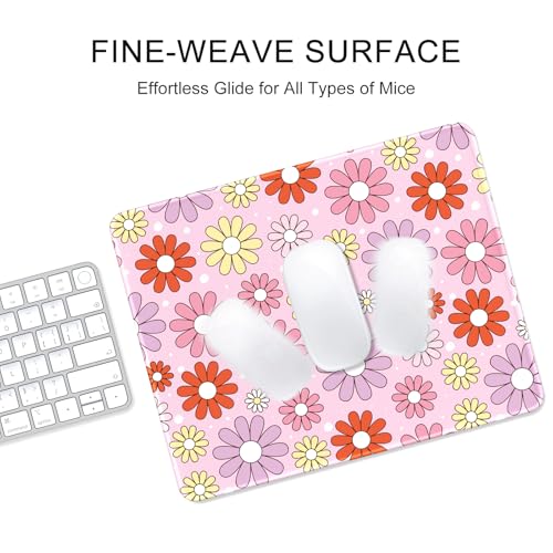 Auhoahsil Mouse Pad, 12 x 10 Inch Square Mousepad, 3mm Thick Rubber Mouse Mat with Pretty Design, Premium-Textured Non-Slip for Gaming Work Office Wireless Mouse Men Women, Cute Flowers Pink Purple - Thumbnail 4