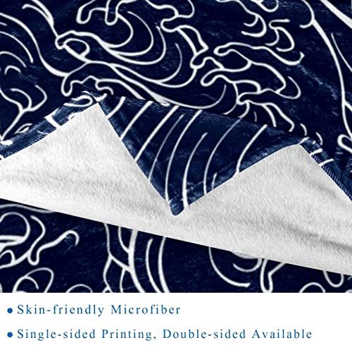 Couverture Tradition Japonaise Waves en polaire légère de microfibre pour lit et canapé 150x130