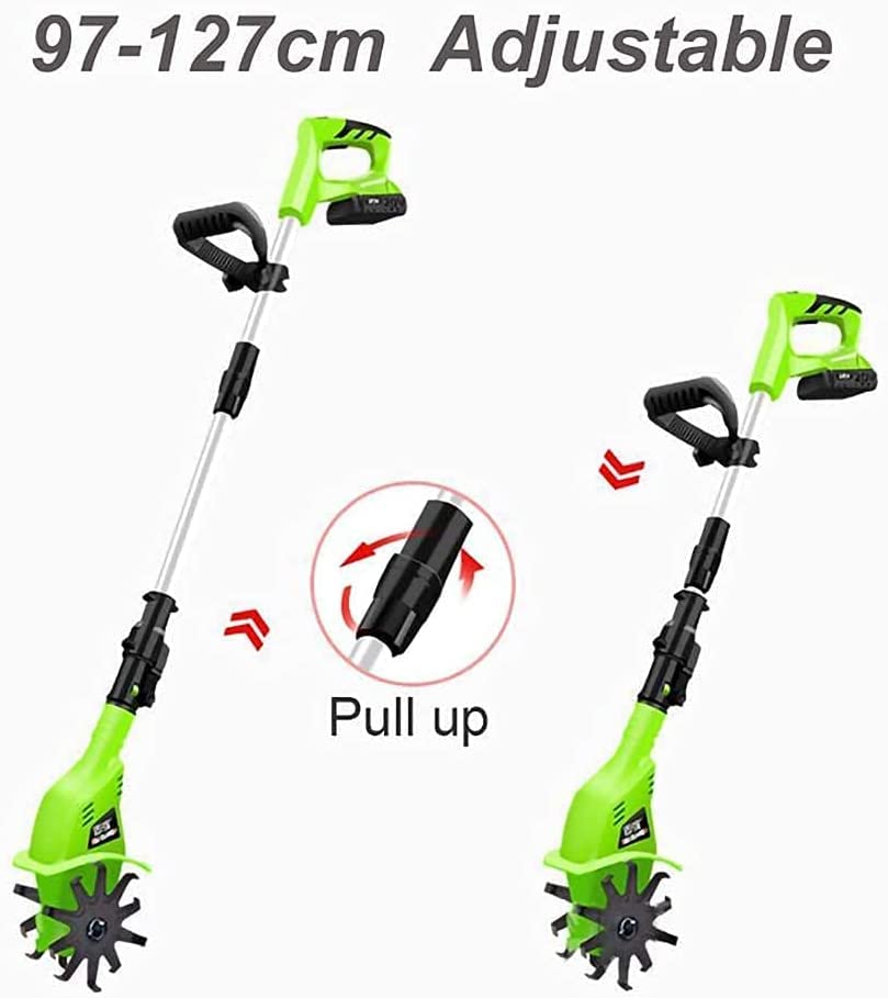 CukUJH Cordless Electric Garden Tiller with 4000Mah Rechargeable Battery and Charger,Rotary Tiller, Lithium Field Cultivator, Tillage Machine