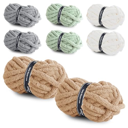 Image of 8 Packs Jumbo Chunky Chenille Yarn - 2040g(72oz) 245 Yards (224m) Bulky Yarn - Chunky Yarn for Hand Knitting Blanket,Cushions, Pet Bed - Soft and Durable(Mix-Clolor)