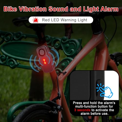 Image of USUPERINK Bike Alarm System Anti Theft, 113dB Bike Alarm,Motion Alarms for E-Bike Motorcycle Scooter Bicycle Security Alert Vibration Warning Interior Safety Red LED Light IP66Waterproof,2Alarm1Remote