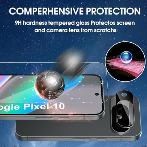 Image of PreCure for Pixel 10 Tempered Glass Screen Protector + Camera Lens Protector [ 2 + 2 Pack ][Fingerprint Unlock] [Anti-Scratch] [Case Friendly] Clear HD Protective Film for Google Pixel 10 5G