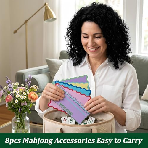 Set accesorios Mahjong 8 piezas tarjetas lectores y mezcladores miniatura 5
