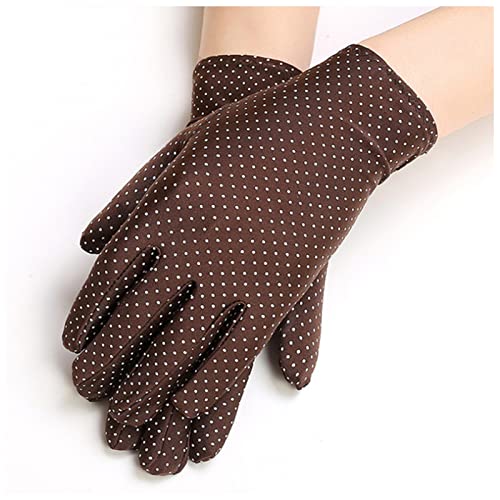 zebiaotech Guantes sin dedos para mujer, guantes de muñeca para mujer, guantes de verano para protección solar, bonitos puntos finos, tela de punto, transpirable, guantes de conducción para mujer