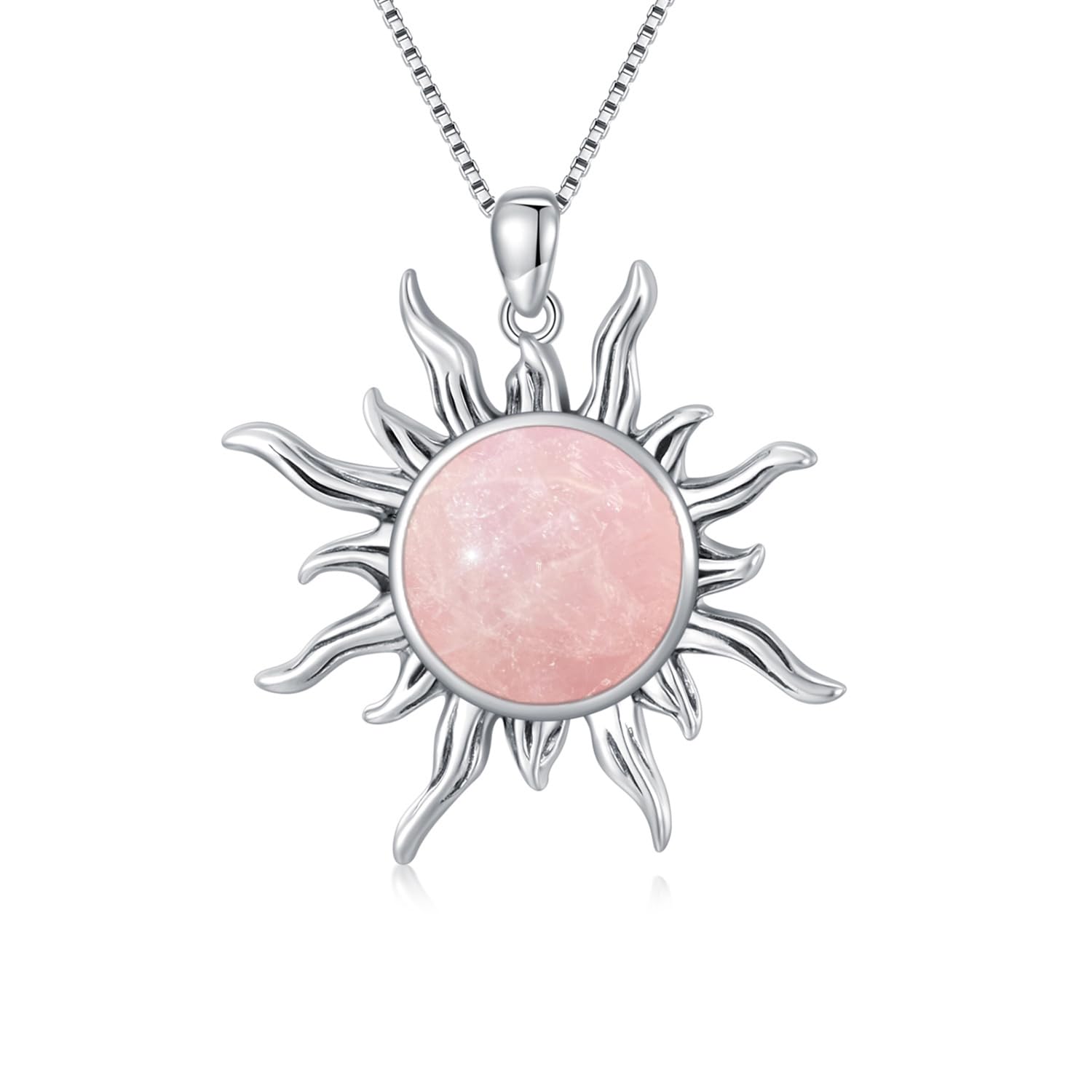 Sun Turquoise Pendant Necklace, 925 Sterling Silver Genuine Gemstones Western Jewelry Gift for Women