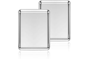 Non-Toxic Stainless Steel Baking Sheet Set of 2, Deedro Rust Free Metal Cookie Sheet