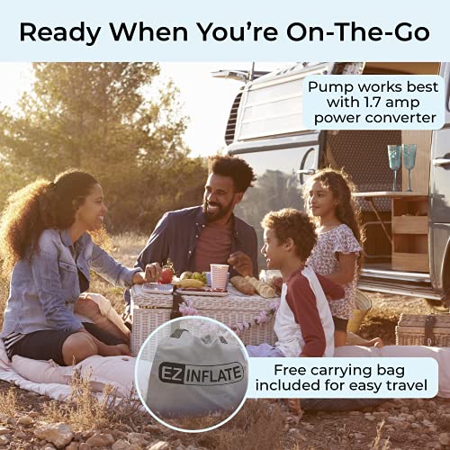 EZ INFLATE Luxury Double High Queen Air Mattress with Built in Pump, Queen Size, Inflatable Mattress for Home Camping Travel, Luxury Blow up Bed