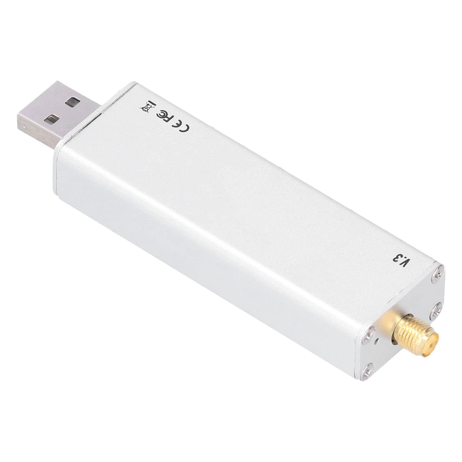 Receptor de Banda Completa de Aleación de Aluminio RTL-SDR Sintonizador de Banda Completa Estable Preciso de 0,1 MHz a 1,9 GHz para Llamadas de Intercomunicador para Radio FM