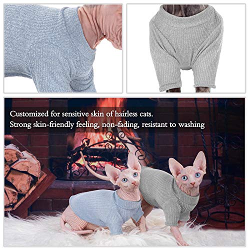 Hjyokuso-Hairless-Cats-Vest-Turtleneck-Sweater-Breathable-Adorable-Cat-Wear-Shirt-Clothes-Pullover-Kitten-T-Shirts-with-SleevesCats-Pajamas-Jumpsuit-for-Sphynx-Cornish-Rex-Devon-Rex-Peterbald