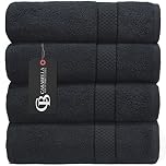 Casabella Pack of 2 Large Jumbo Bath Sheets 100% Egyptian Combed Cotton Big Beautiful Towels_Black_2pcs