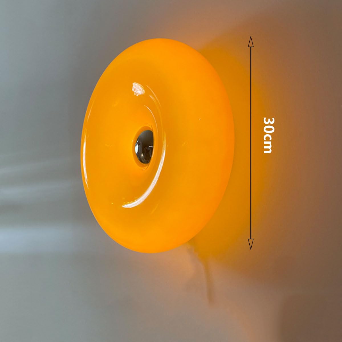 AoLa Donut Lampe Orange LED Innen Wandlampe Touch Dimmbar 3000K-6000K Wandleuchte mit Kabel und Stecker Rund Nachttischlampe Modern Glas Tisch Lampe für Wohnzimmer Esszimmer Schlafzimmer Kinderzimmer