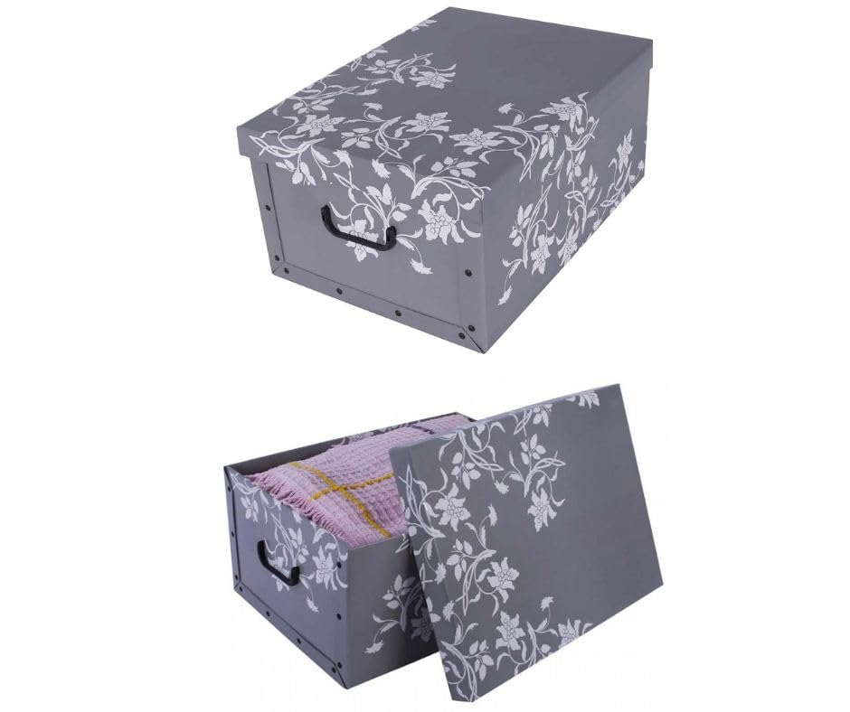 Zerodeko 3-teiliges Pappkoffer Set – Stapelbare Aufbewahrungsboxen Mit Metallgriff, Blumenmuster, Für Deko & Geschenke