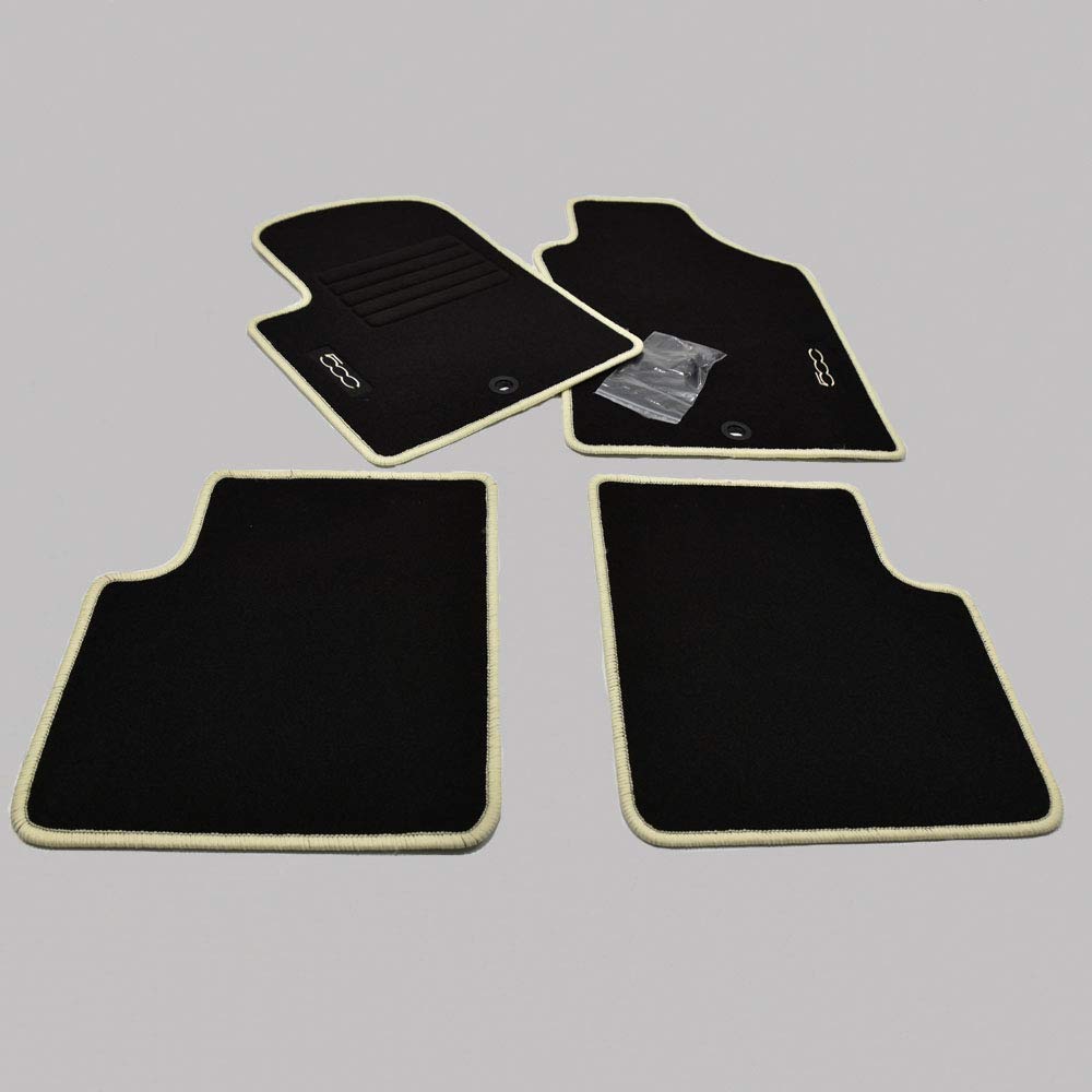 Velours Fußmatten + Kofferraum Set geeignet für FIAT 500 + 500 C Cabrio ab Bj.2007-2013 cr
