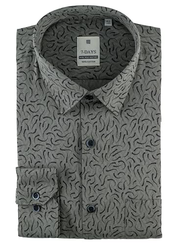 Image of 7-DAYS Men's Premium Printed Shirt - 100% Cotton, Regular Fit, Full Sleeve, with Pocket - Versatile for Formal Occasions and Casual Wear