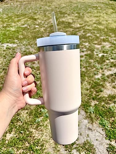 Image of 40 OZ Tumbler with Handle and Straw H2.0 FlowState Stainless Steel Vacuum Insulated Tumbler with Lid and Straw for Water, Iced Tea or Coffee, Smoothie and More?Rose Quartz?