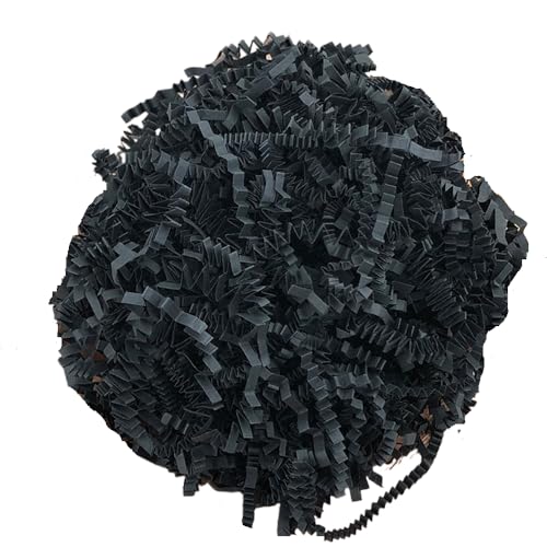 50g Easter Raffia Grass Paper Shred for Gift Wrapping Basket and Gift Box Filling，Crinkle Cut Paper for Wrapping (Black)
