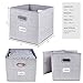 homyfort Cube Storage Bins, Foldable Cloth Box Basket Organizer Container Drawers with Dual Plastic Handles for Closet, Bedroom, Toys,Set of 4 Light Grey 13 \