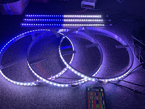Sando Tech 15.5‘’ Dream Chasing Color Flashing Led Wheel Ring Light + 3PCS 2ft LED Strips Decoration Light Kit 6 Plugs Synchronize Bluetooth Ctrl Compatible with Polaris Slingshot