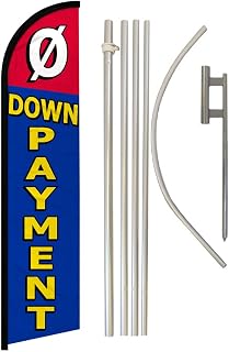 0 Down Payment (Red & Blue) Windless Banner - Perfect for Dealerships, Car Lots, Used Cars, Rental Services