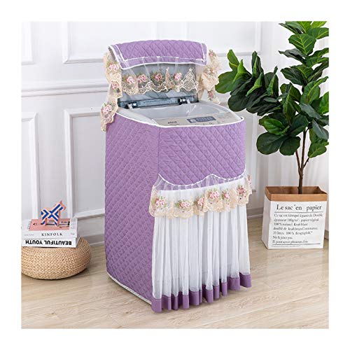 Washing Machine Cover Lace Fabric Washing Machine Cover，Washing Machine Cover Top Load Waterproof Washing Machine Dustproof Cover for Easy Use for Home Appliances (Color : A)