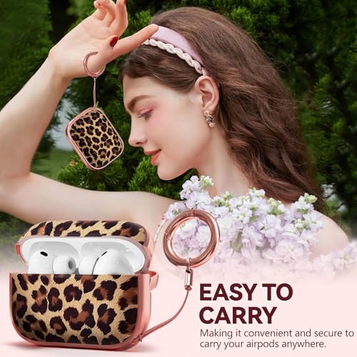 Image of Inesore for AirPods Pro 3 Case Cover 2025 with Lock-Brown+Yellow Cheetah | Two-Piece Design,with Gold Keychain & Clean Pen, As Phone Stand,Support Wireless Charging,Cute Luxury Case for Women Girly