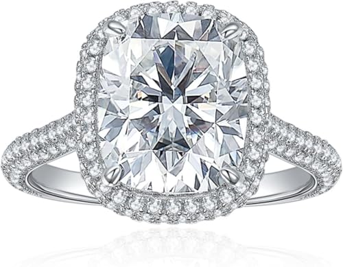 Bague moissanite femme taille coussin argent S925 pour le quotidien
