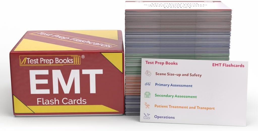 NREMT Exam Flashcards: EMT Flash Cards Study Guide and Practice Questions for the Emergency Medical Technician Exam [Full Color Cards]