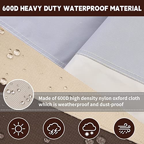 Simpelg Round Patio Furniture Covers, 100% Waterproof Outdoor Table Chair Set Covers 600D Heavy Duty, Uv Resistant Anti-Fading Outdoor Table Cove For Round Furniture Set, 62" Diax28 H, (Beige & Brown) #TOP3
