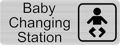 ComplianceSigns.com Baby Changing Station Engraved Sign with Symbol, for Restrooms, 8x3 in. Black on Silver Plastic