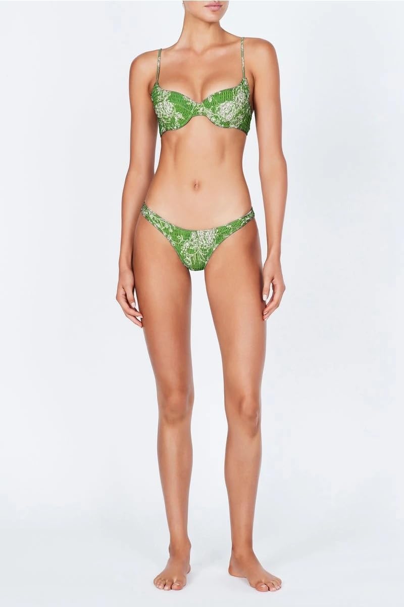 VOLAFA Women's Triangle Bikini Set Textured Frilled Smocked Ruched Push Up Swimsuit Two Piece Bathing Suit
