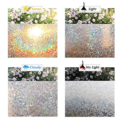 Cottoncolors Window Privacy Film Decorative Window Clings 3D Window Decals Static Stickers No-Adhesive Sliding Door Glass Films Uv Blocking For Home, 17.7X78.7 Inch #TOP4