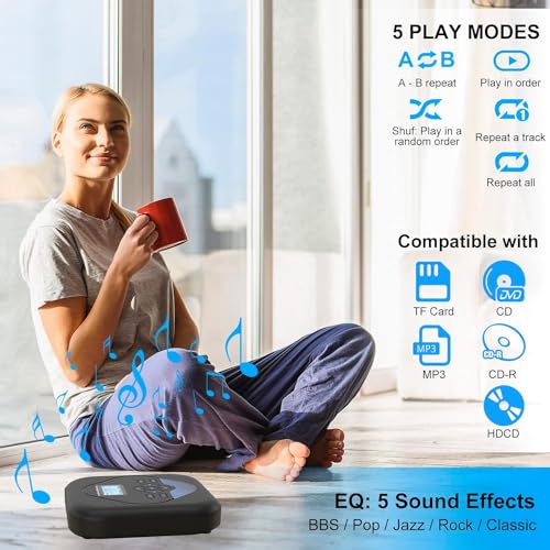 Monodeal MD702 Cd Player Portable,Bluetooth Cd Player With Speakers,Rechargeable Walkman Cd Player For Car And Home,Small Anti-Skip Cd Player thumb #6