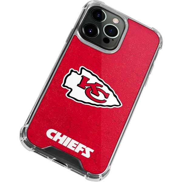 Skinit Clear Phone Case Compatible with iPhone 13 Pro - Officially Licensed NFL Kansas City Chiefs Distressed Design