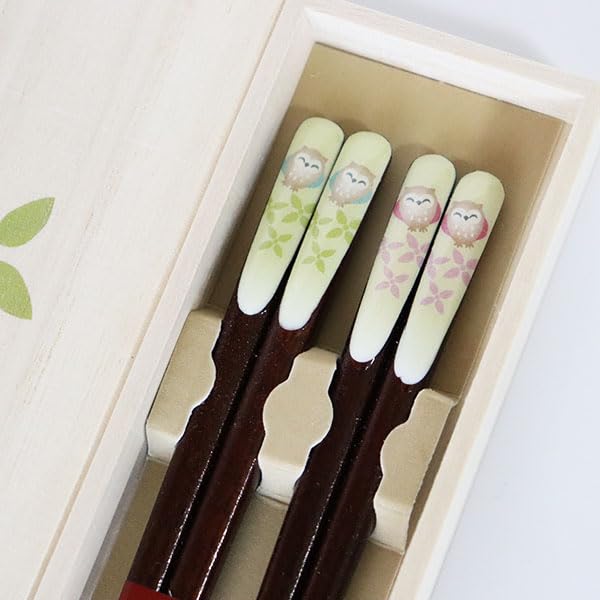 Amazon | 夫婦箸セット 笑ふくろう 吉兆 桐箱 木製 おはし 漆塗り 木箱
