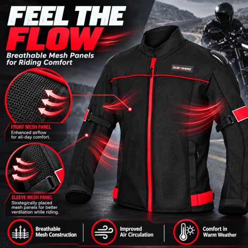 Allextreme Store Allextreme TRIPPER Bike Riding Jacket (L, Red & - Image 4