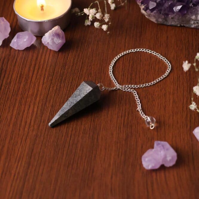 Image of Hematite Point Pendulum | Natural Gemstone Dowsing & Divination Tool for Reiki, Chakra Balancing, Meditation, Energy Healing & Spiritual Guidance 1 pc