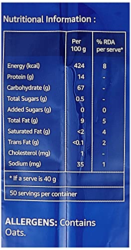 Image of Amazon Brand - Solimo Rolled Oats | 2 Kg | Contains 100% Oats | Source of Protein | Quick Breakfast - Cooks in 3 Mins (Pack of 2)