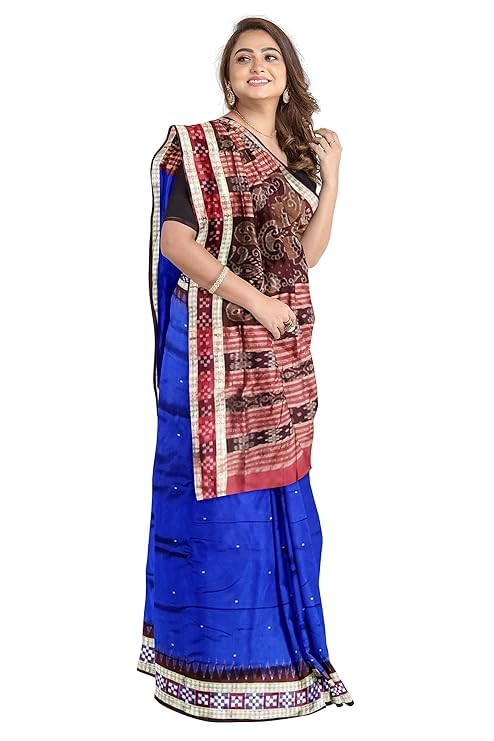 Image of Handmade Pure Bomkai Silk Saree Khandua Natural Silk Ikkat Saree For Women /Ethnic Wear /Traditonal Saree /Handloom Saree With Regular Fit Blouse Piece