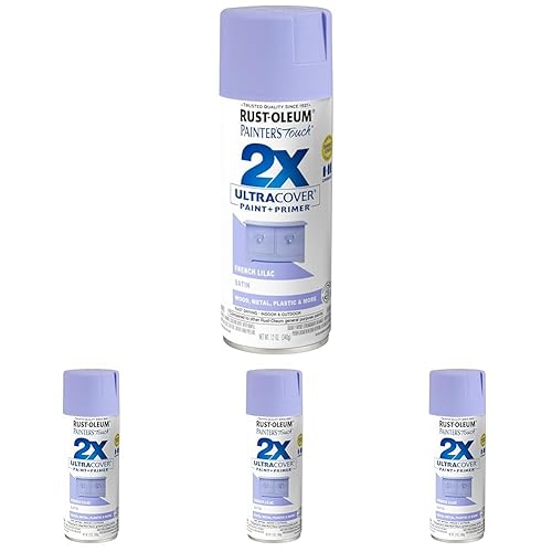 Rust-Oleum 334068 Painter's Touch 2X Ultra Cover Spray Paint, 12 oz, Satin French Lilac (Pack of 4) - Satin French Lilac - 12 Ounce (Pack of 4) - Satin