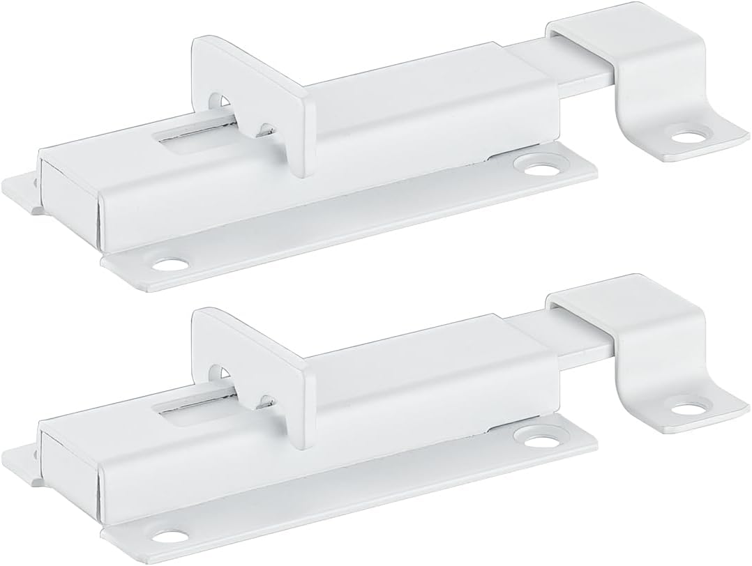 XXW 103BB-WH-2 - Pestillo de puerta corredera de acero inoxidable grueso, 3 pulgadas, blanco, paquete de 2, 103BB-WH-2