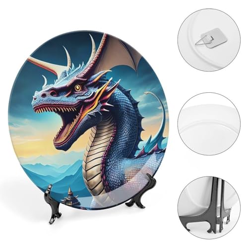 Plato Decorativo Roaring Dragon Bone China 7 pulgadas miniatura 4
