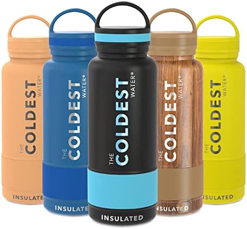 Coldest Insulated Water Bottle with Handle Lid | Leak Proof, Simple Insulated Modern Stainless Steel, Double Walled, Sport Thermos Bottles, Metal Flask | 21oz