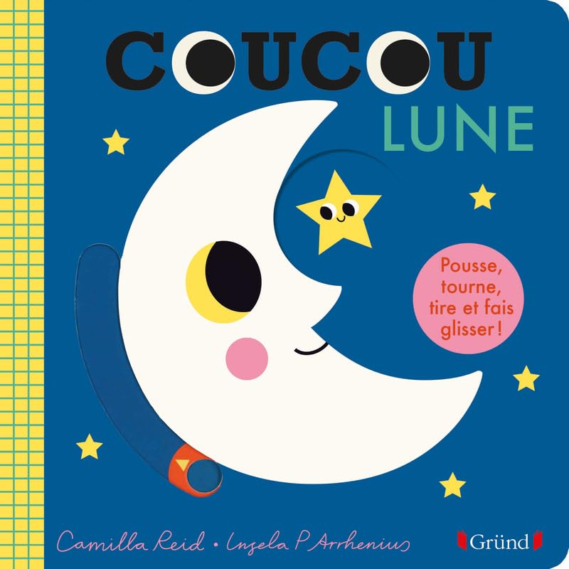 Coucou Lune Livre animé tout-carton avec des volets et tirettes Bébé dès 1 an