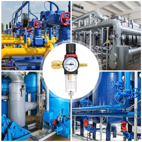 ANOMM Druckminderer Druckluft, 1/4 Zoll Wasserabscheider Druckluft mit Manometer, 1/4 Zoll Luftfilter Druckregler, Druckluftregler für Kompressor Filter, Druckluftkompressor und Luftwerkzeuge