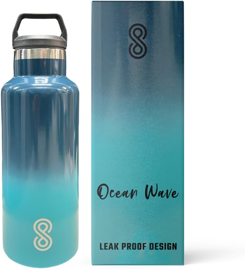 HOME ARCHIVE 25 Oz Leak Proof - Stainless Steel Hot & Cold Water Bottles for Men & Women Double Walled & Vacuum Insulated With Dishwasher Safe Pack of 1 (Ocean Wave)