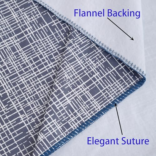 Image of Heavy Duty Vinyl Tablecloth with Flannel Backing Waterproof Oil-Proof Plastic Table Cloth Stain-Resistant Wipeable Rectangle or Square Table Cover for Indoor and Outdoor (Blue Striped,54x54 Inch)