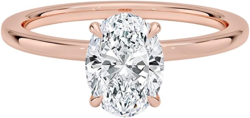 1-5 Ct Oval Moissanite Engagement Ring 10k 14k 18k Gold & 925 Sterling Silver Hidden Halo Solitaire Moissanite Ring Christmas Gift For Her