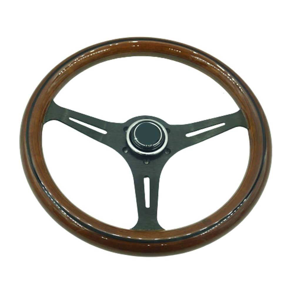Sportlenkrad 350mm klassisches hölzernes holzkornlenkrad mit schwarzen speichen speiche auto racing lenkrad hupensatz